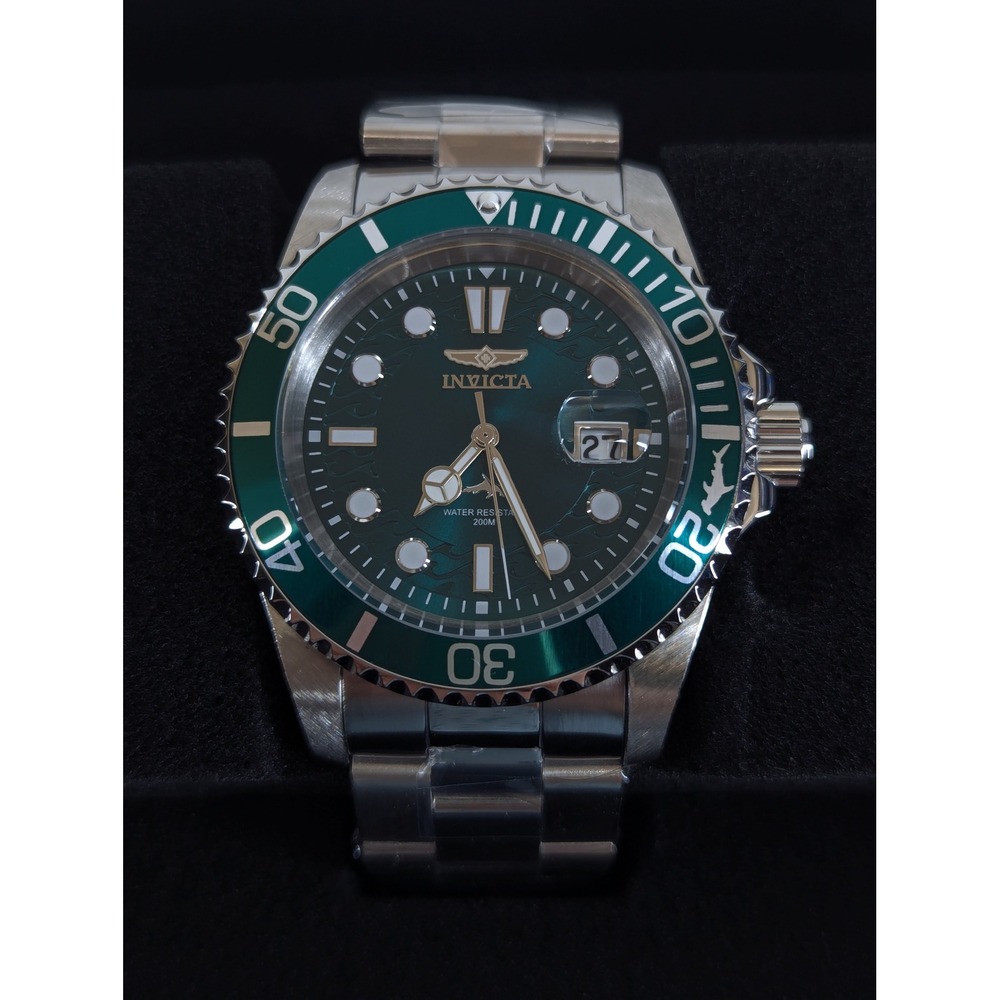 Invicta Pro Diver 50890 Mens Watch 42mm Green Dial Steel Band PC32 Quartz New